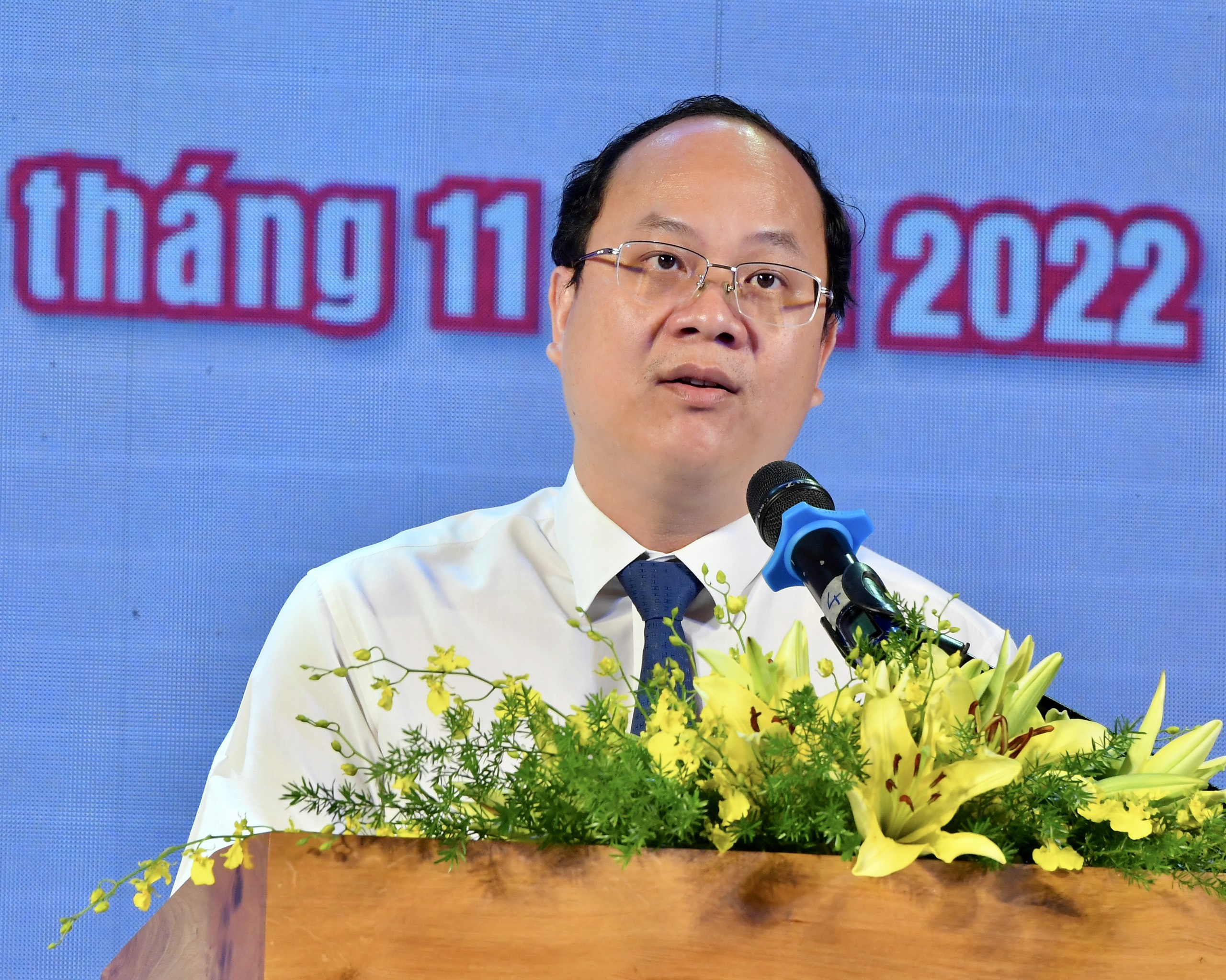 Đồng chí  Nguyễn Hồ Hải - Phó Bí thư Thành ủy Thành phố phát biểu tại chương trình tuyên dương (Ảnh: VIỆT DŨNG)